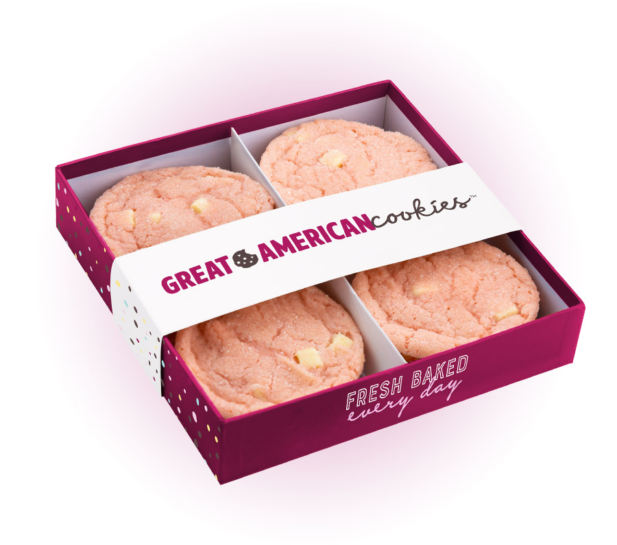 Picture of a box of a dozen strawberry crinkle cookies