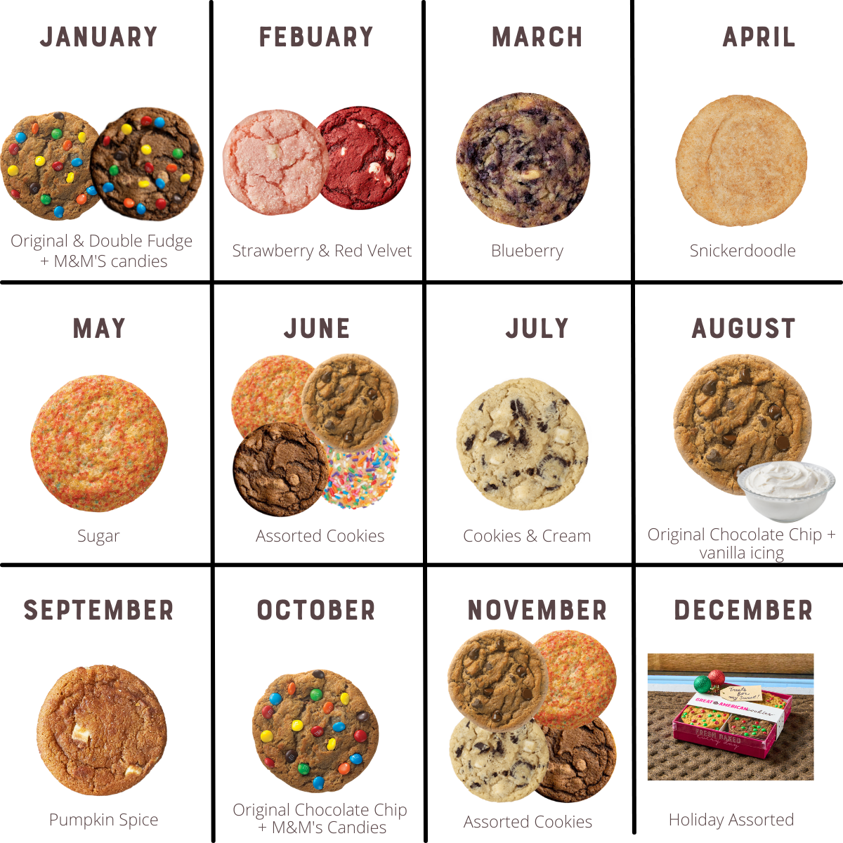 Cookie subscription flavors for each
